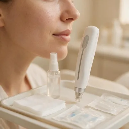Kozmetolog izvodi microneedling tretman za uklanjanje ožiljaka od akni u Hope Centru u Beogradu